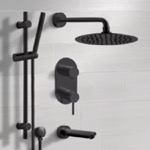 Remer TSR67 Matte Black Tub and Shower Faucet Set with Handheld, Rain Shower Head